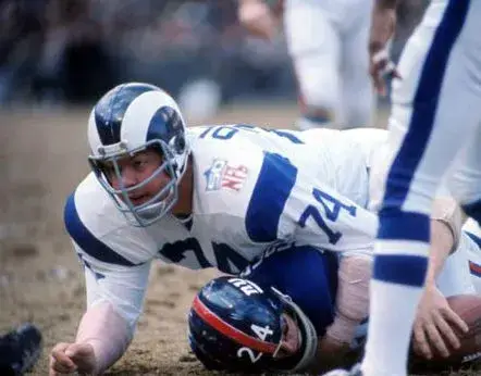 MERLIN OLSEN Los Angeles Rams 1969 Throwback NFL Football Jersey 