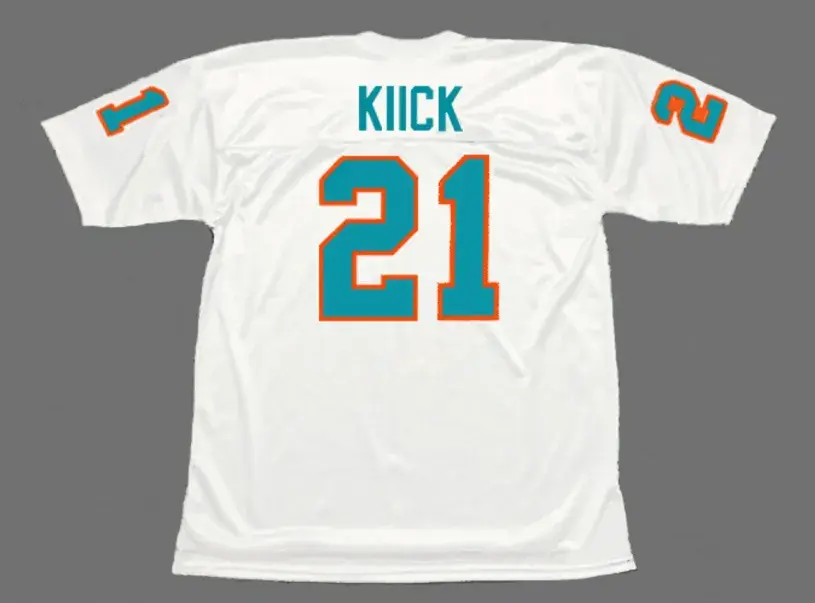 JIM KIICK Miami Dolphins 1972 Throwback NFL Football Jersey 
