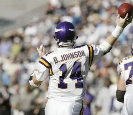 BRAD JOHNSON Minnesota Vikings 1997 Away Throwback NFL Football Jersey 