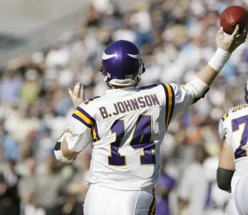 BRAD JOHNSON Minnesota Vikings 1997 Away Throwback NFL Football Jersey 