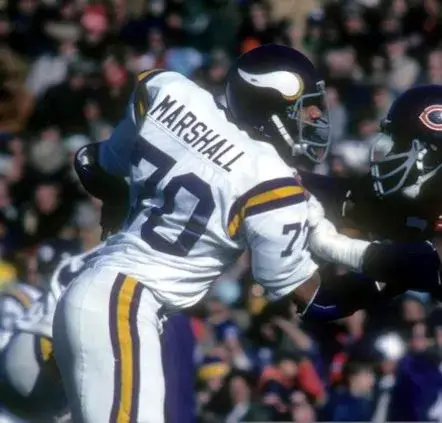 JIM MARSHALL Minnesota Vikings 1975 Away Throwback NFL Football Jersey 