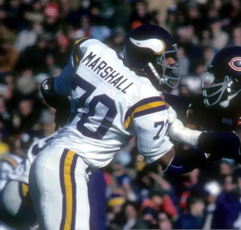 JIM MARSHALL Minnesota Vikings 1975 Away Throwback NFL Football Jersey 