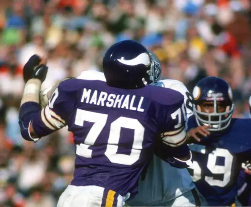 JIM MARSHALL Minnesota Vikings 1975 Home Throwback NFL Football Jersey 
