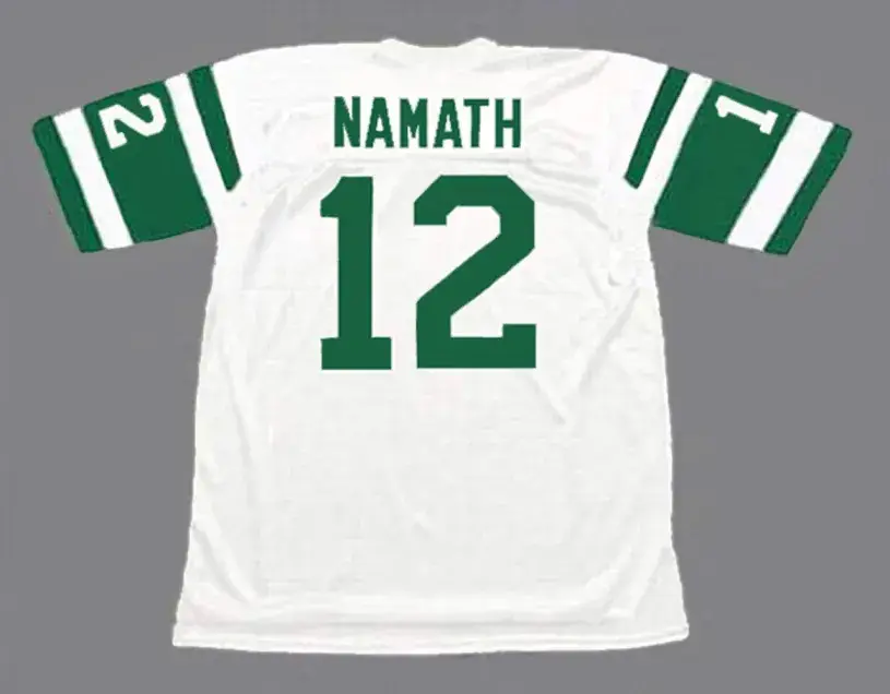 JOE NAMATH New York Jets 1970’s Away Throwback NFL Football Jersey 