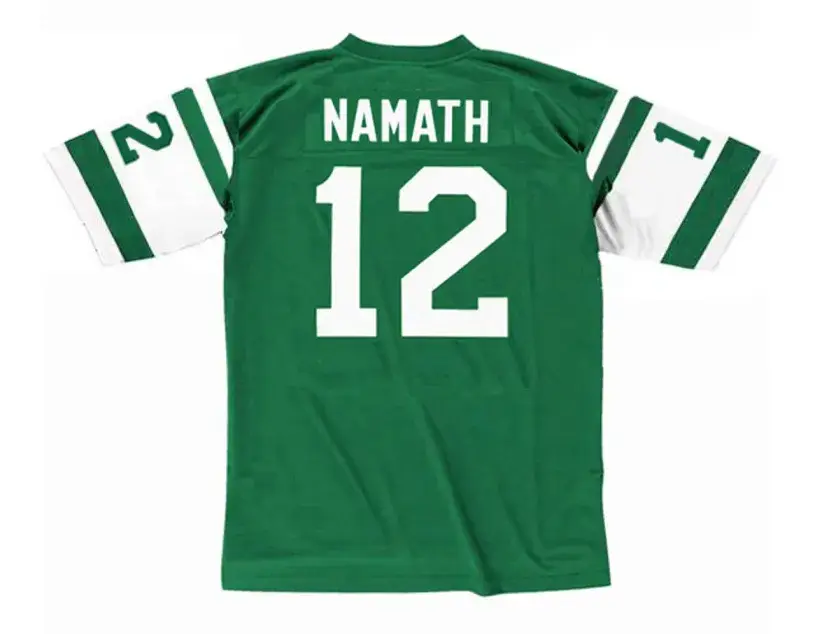 JOE NAMATH New York Jets 1970’s Home Throwback NFL Football Jersey 