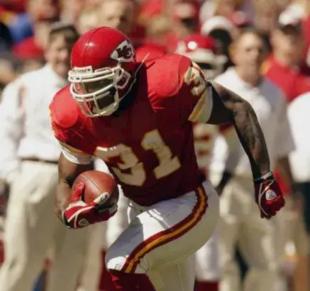 PRIEST HOLMES Kansas City Chiefs 2002 Throwback Home NFL Football Jersey 