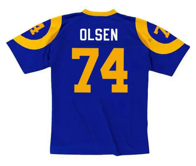 MERLIN OLSEN Los Angeles Rams 1974 Throwback NFL Football Jersey 