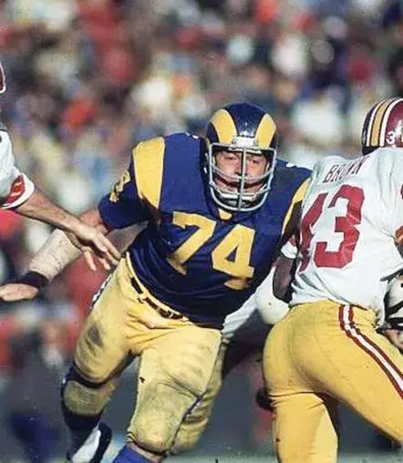 MERLIN OLSEN Los Angeles Rams 1974 Throwback NFL Football Jersey 