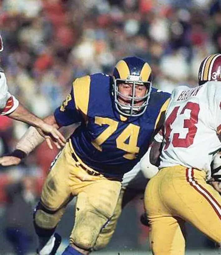 MERLIN OLSEN Los Angeles Rams 1974 Throwback NFL Football Jersey 