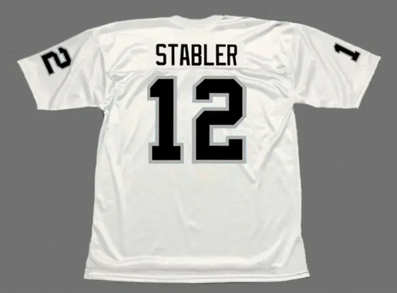 KEN STABLER Oakland Raiders 1976 Away Throwback NFL Football Jersey 