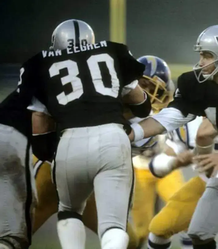 MARK VAN EEGHEN Oakland Raiders 1976 Throwback Home NFL Football Jersey 