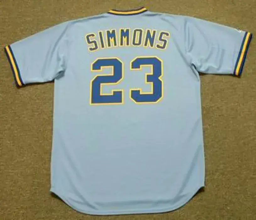 TED SIMMONS Milwaukee Brewers 1982 Majestic Cooperstown Throwback Away Jersey 