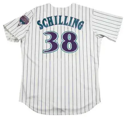 CURT SCHILLING Arizona Diamondbacks 2001 Majestic Throwback Home Baseball Jersey 