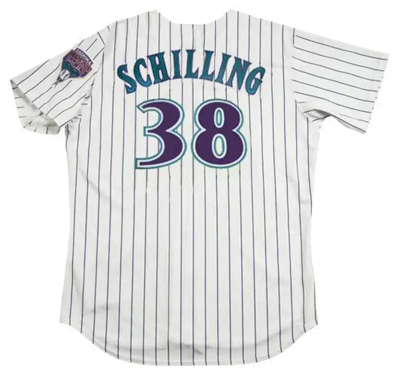 CURT SCHILLING Arizona Diamondbacks 2001 Majestic Throwback Home Baseball Jersey 