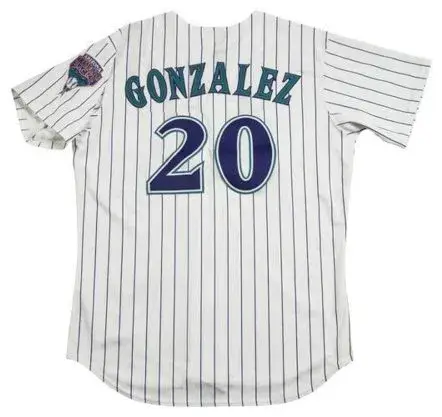 LUIS GONZALEZ Arizona Diamondbacks 2001 Majestic Throwback Home Baseball Jersey 