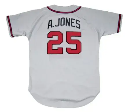 ANDRUW JONES Atlanta Braves 1999 Away Majestic Throwback Baseball Jersey 