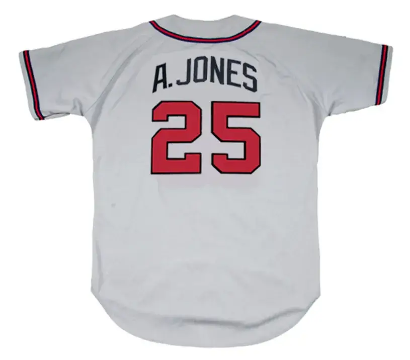ANDRUW JONES Atlanta Braves 1999 Away Majestic Throwback Baseball Jersey 