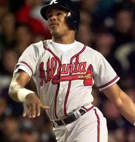 ANDRUW JONES Atlanta Braves 1999 Away Majestic Throwback Baseball Jersey 