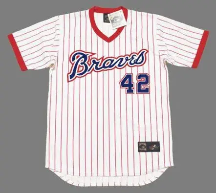BIFF “POCO” POCOROBA Atlanta Braves 1976 Home Majestic Throwback Baseball Jersey