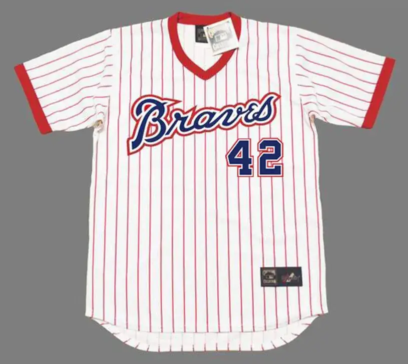 BIFF “POCO” POCOROBA Atlanta Braves 1976 Home Majestic Throwback Baseball Jersey
