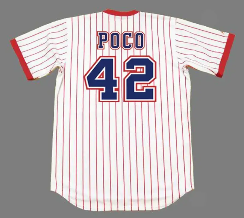 BIFF “POCO” POCOROBA Atlanta Braves 1976 Home Majestic Throwback Baseball Jersey 