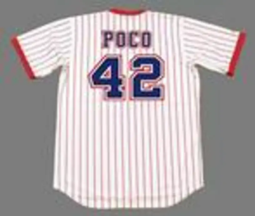 BIFF “POCO” POCOROBA Atlanta Braves 1976 Home Majestic Throwback Baseball Jersey 