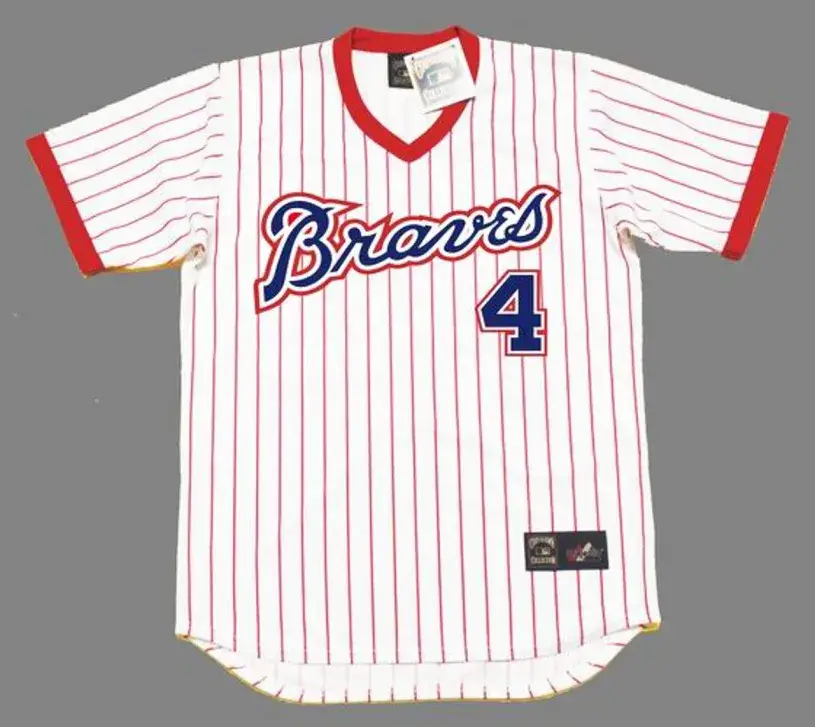 BIFF POCOROBA Atlanta Braves 1977 Home Majestic Throwback Baseball Jersey 