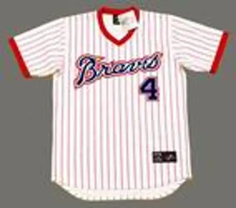 BIFF POCOROBA Atlanta Braves 1977 Home Majestic Throwback Baseball Jersey 