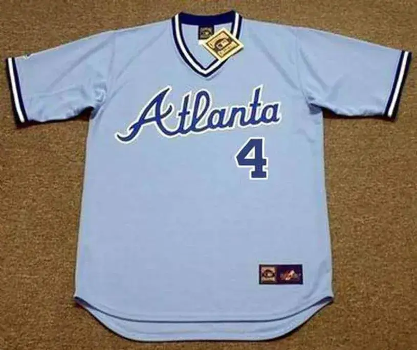 BIFF POCOROBA Atlanta Braves 1982 Away Majestic Throwback Baseball Jersey