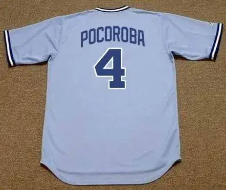 BIFF POCOROBA Atlanta Braves 1982 Away Majestic Throwback Baseball Jersey 