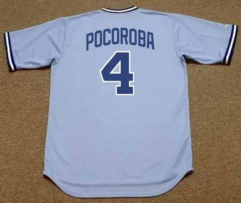 BIFF POCOROBA Atlanta Braves 1982 Away Majestic Throwback Baseball Jersey 