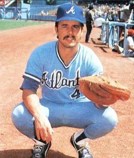 BIFF POCOROBA Atlanta Braves 1982 Away Majestic Throwback Baseball Jersey 