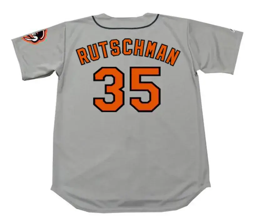 ANDY RUTSCHMAN Baltimore Orioles 1960’s Away Majestic Throwback Baseball Jersey 