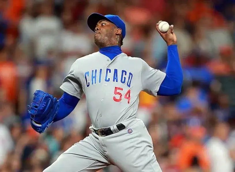 AROLDIS CHAPMAN Chicago Cubs 2016 Away Majestic Throwback Baseball Jersey 