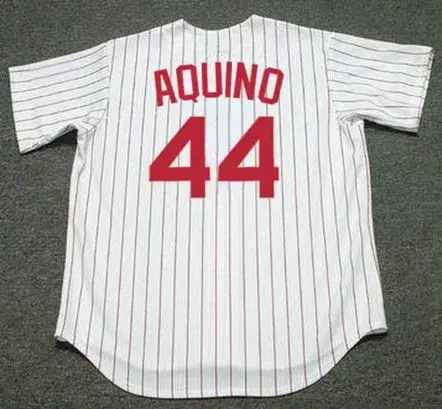 ARISTIDES AQUINO Cincinnati Reds 1967 Home Majestic Baseball Throwback Jersey