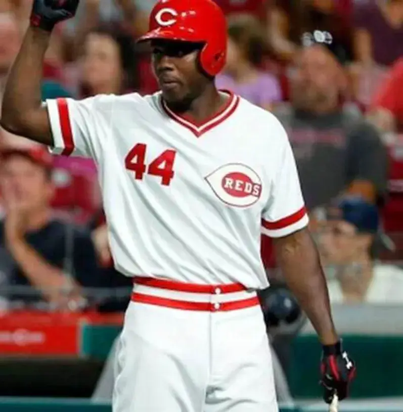 ARISTIDES AQUINO Cincinnati Reds 1975 Home Majestic Baseball Throwback Jersey 