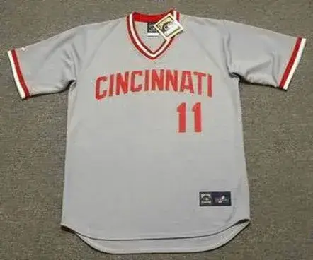 BARRY LARKIN Cincinnati Reds 1987 Majestic Cooperstown Away Baseball Jersey