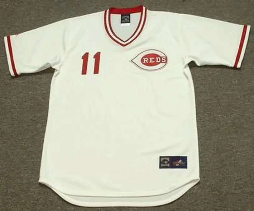 BARRY LARKIN Cincinnati Reds 1990 Majestic Cooperstown Home Baseball Jersey