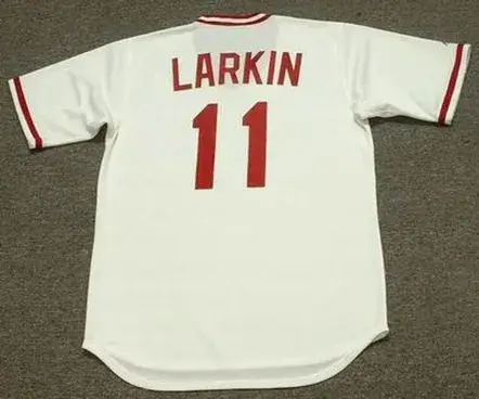 BARRY LARKIN Cincinnati Reds 1990 Majestic Cooperstown Home Baseball Jersey 