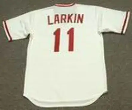 BARRY LARKIN Cincinnati Reds 1990 Majestic Cooperstown Home Baseball Jersey 