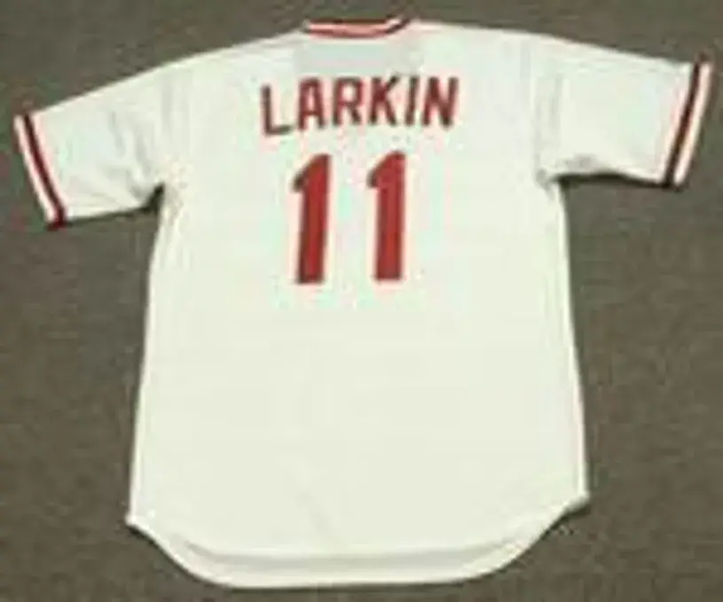 BARRY LARKIN Cincinnati Reds 1990 Majestic Cooperstown Home Baseball Jersey 
