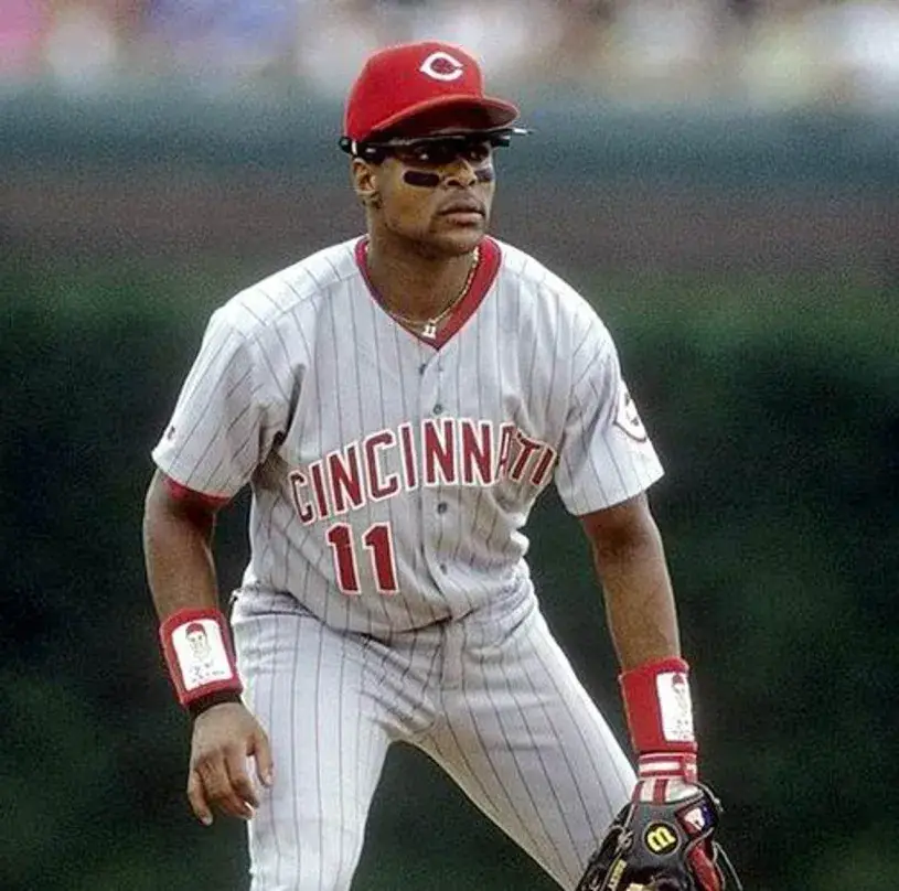 BARRY LARKIN Cincinnati Reds 1993 Majestic Throwback Away Baseball Jersey 