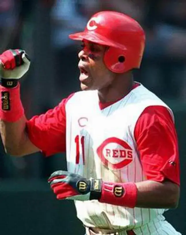 BARRY LARKIN Cincinnati Reds 1995 Home Majestic Baseball Throwback Jersey 