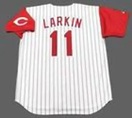 BARRY LARKIN Cincinnati Reds 1995 Home Majestic Baseball Throwback Jersey 