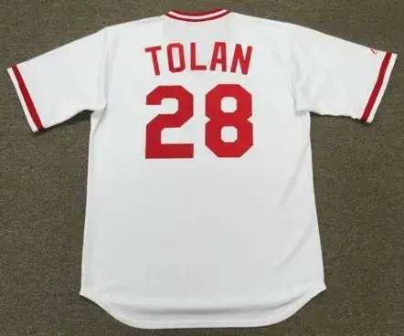 BOBBY TOLAN Cincinnati Reds 1972 Majestic Cooperstown Home Baseball Jersey 