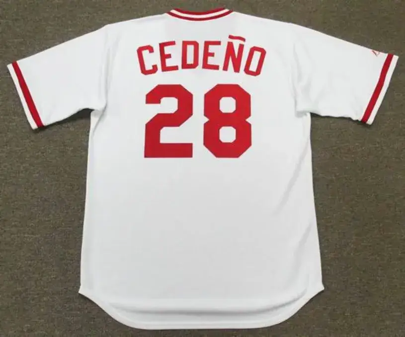 CESAR CEDENO Cincinnati Reds 1982 Majestic Cooperstown Throwback Baseball Jersey 