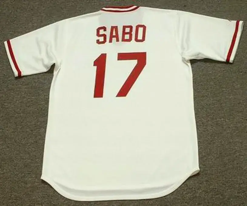 CHRIS SABO Cincinnati Reds 1990 Majestic Cooperstown Home Baseball Jersey 