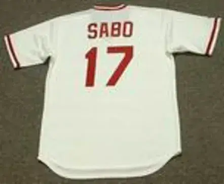 CHRIS SABO Cincinnati Reds 1990 Majestic Cooperstown Home Baseball Jersey 
