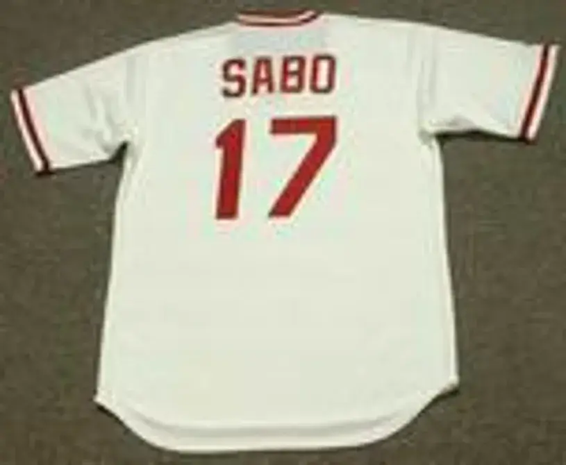 CHRIS SABO Cincinnati Reds 1990 Majestic Cooperstown Home Baseball Jersey 