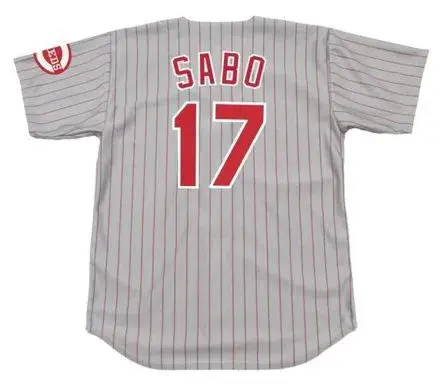 CHRIS SABO Cincinnati Reds 1993 Majestic Throwback Away Baseball Jersey 
